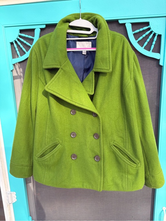 Old Navy Jackets & Blazers - XXL Old Navy Lime Green Double-Breasted Peacoat